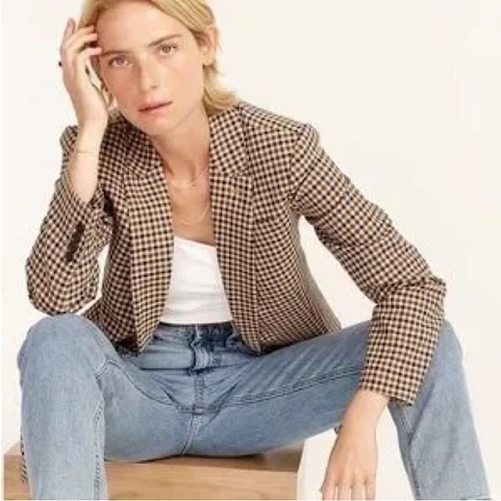 NWOT J. Crew Alfie Blazer in Honey Plaid Italian Wool Stretch Relaxed Fit Size 6 - Picture 2 of 16
